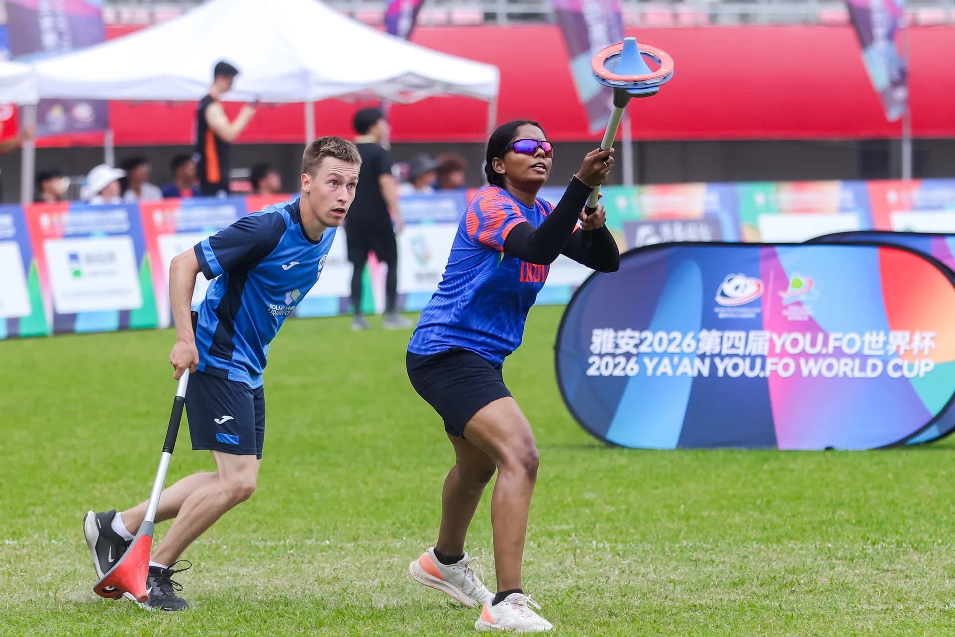 Indian team member in action