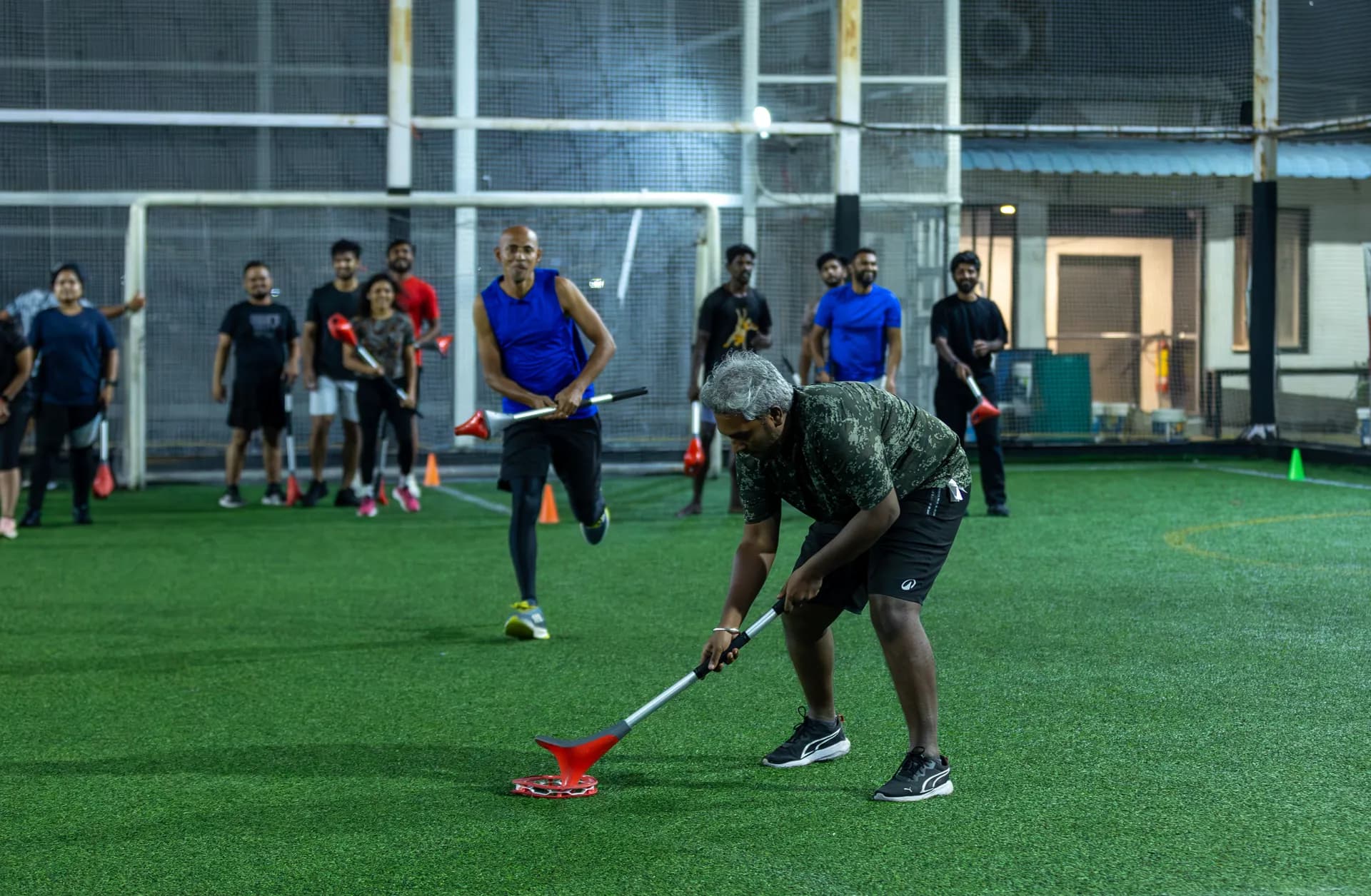Athletes practising ring throws at bootcamp